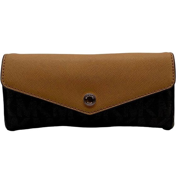 Michael Kors Greenwich Brown and Tan Monogram Wallet - Picture 1 of 11
